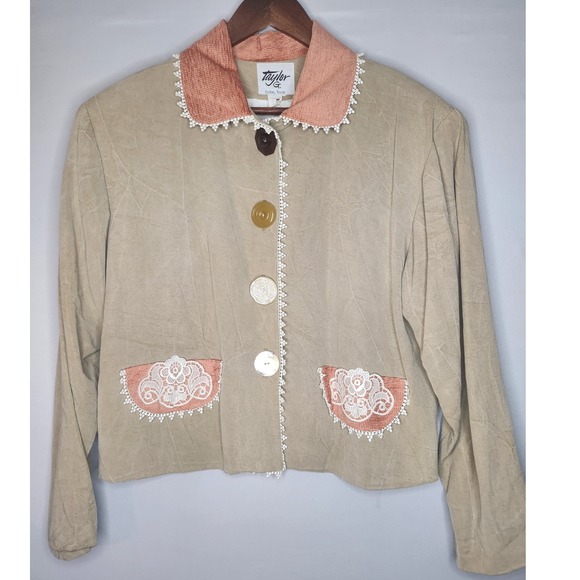 Vintage Taylor G. Dallas Texas Women's Jacket Blazer Med Art to Wear Mixed Media - Picture 1 of 9